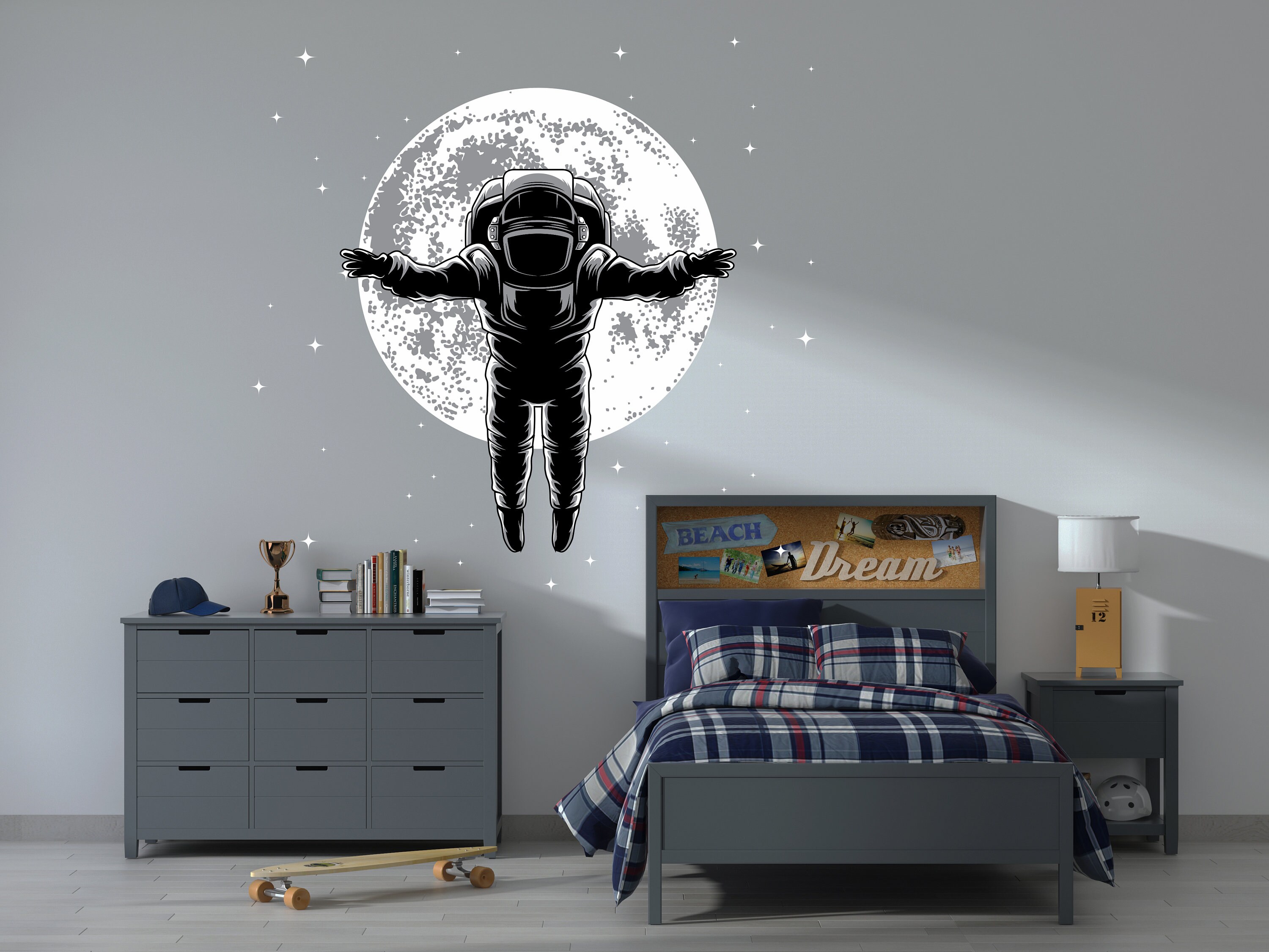 Astronaut Wall Decal Outer Space Wall Decor for Kids Bedroom Etsy