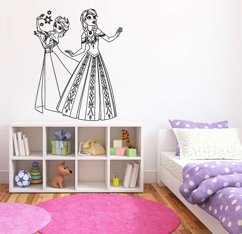 Princess Elsa and Anna Wall Decal Frozen Wall Decor Etsy