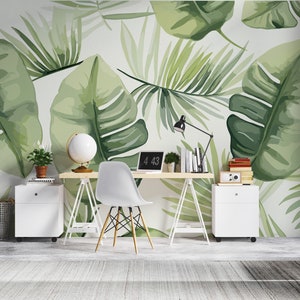 Jungle Wallpaper Green Wall Mural Peel and Stick Wallpaper Tropical Leaves Wallpaper Self Adhesive Tropical Forest Wallpaper PW480