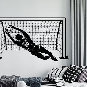 Personalized Name Soccer Goalkeeper Wall Decal Soccer Player Wall Sticker Soccer Wall Decor sc38 image 1