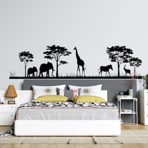 African Savanna Wall Decal Safari Animals Wall Decor Africa Wall Art Silhouette AF49