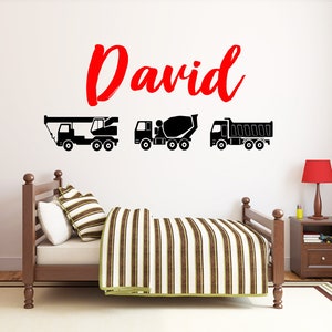 Personalized Name Construction Bulldozer Wall Decal | Heavy Construction Wall Sticker | Tractor Wall Decor | Decals for Boys HL27