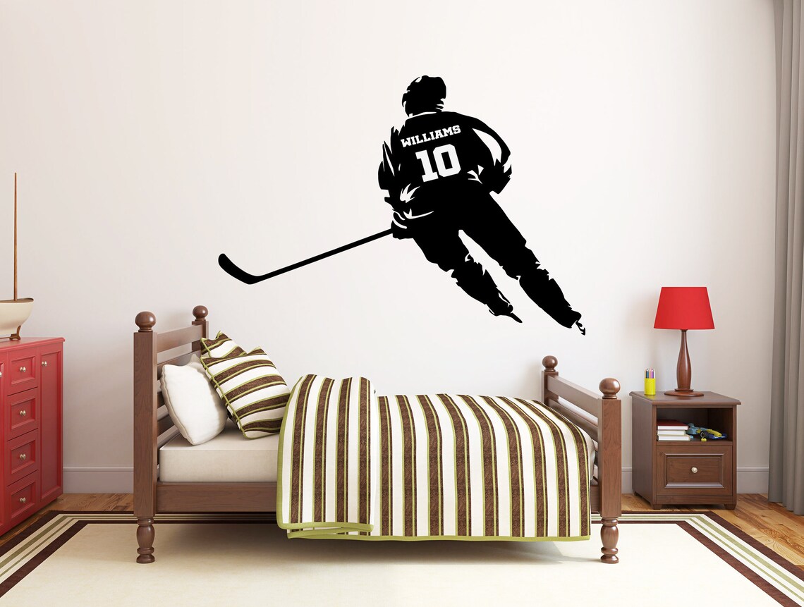 Personalized Wall Decal Ice Hockey Wall Decal Hockey Etsy