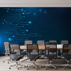 Circuit Wallpaper Technology Wall Graphics Peel and Stick Wallpaper Office Self Adhesive Removable Mural PW327