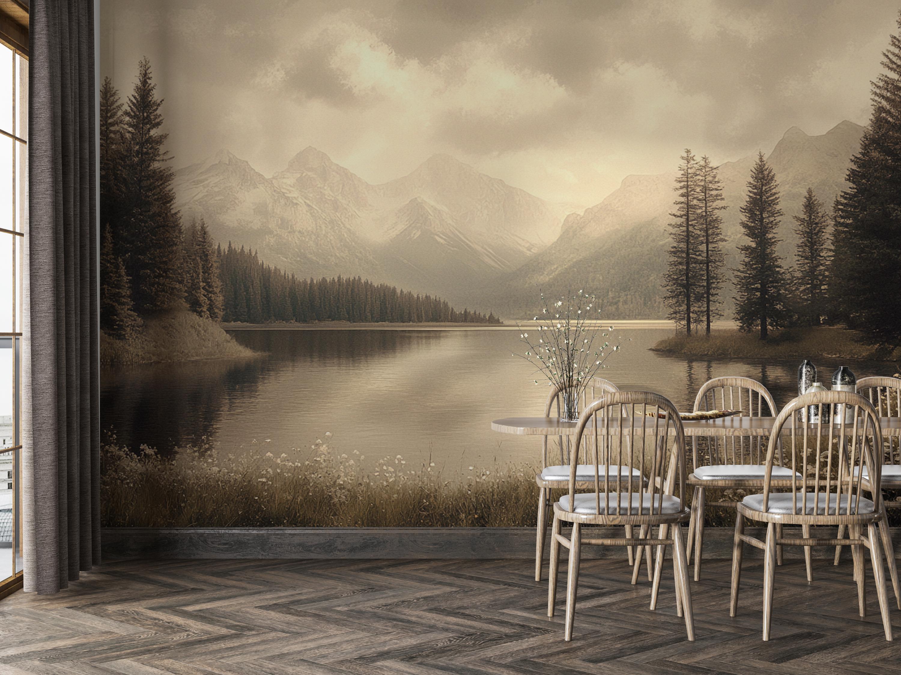 Serene Mountain Lake Mural - Peel and Stick Wallpaper, Nature Wall ...