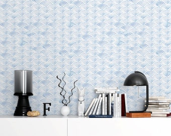 Blue Weave | Modern Pattern Wallpaper | Soft Geometric Peel and Stick Wall Design | PW78