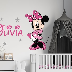 Personalized Name Wall Decal | Minnie Mouse Wall Decal | Custom Name Wall Decal | Decal for Nursery cus162