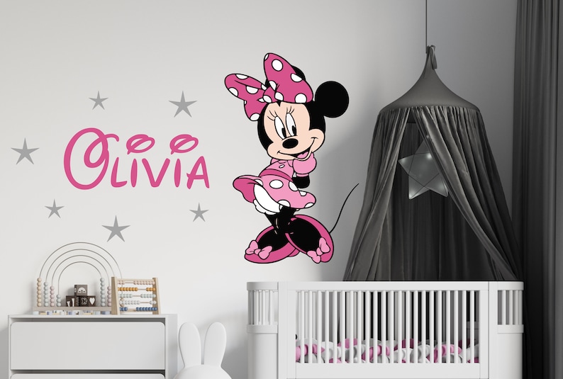 Personalized Name Wall Decal Minnie Mouse Wall Decal Custom Name Wall Decal Decal for Nursery cus162 image 1