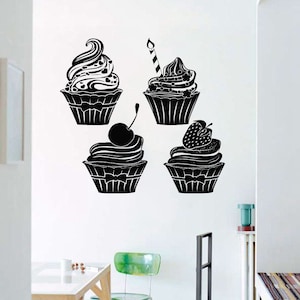 Muffins Wall Decal | Cupcakes Wall Sticker | Bakery wall decal  1195