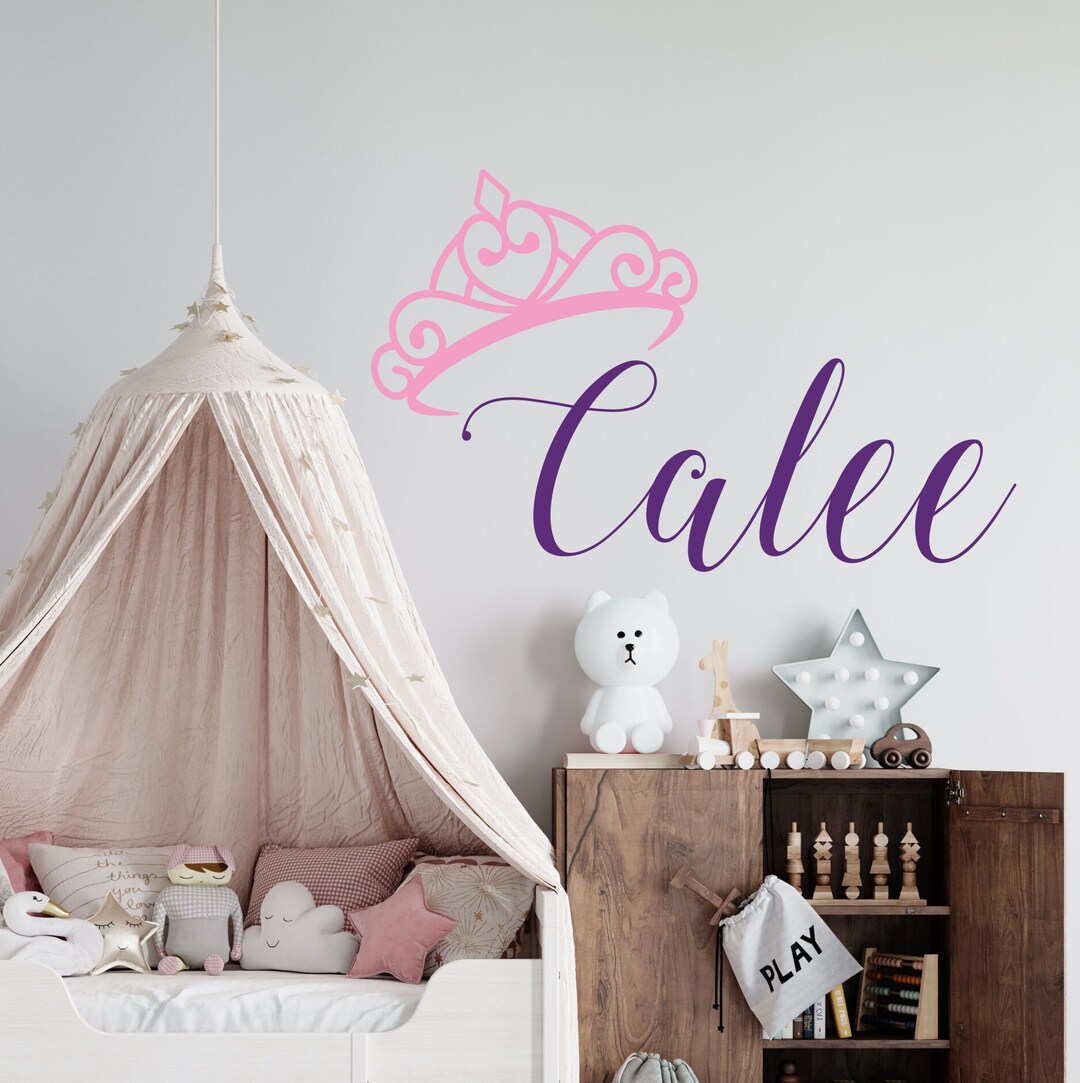 Princess Crown Wall Decal for Girls Room Custom Name Wall Decor CUS150 ...