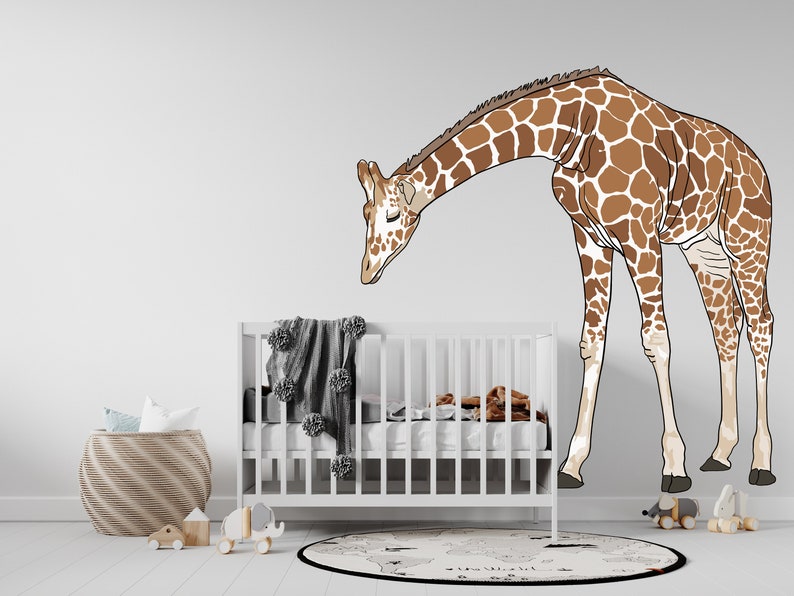 Baby Giraffe Wall Decal for Safari Nursery Giraffe Wall Etsy