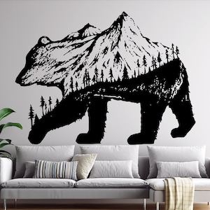 Adesivo da parete &quot;Monti dell&#39;orso&quot; / Adesivo da parete &quot;Monti dell&#39;orso&quot; / Adesivo da parete &quot;Monti degli alberi di pino&quot; / MNT16