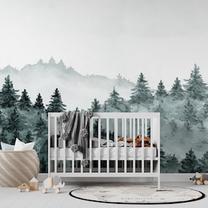 Pine Tree Forest Wall Mural: Peel and Stick Removable Wallpaper, PW221