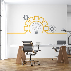 Office Wall Decal Teamwork Quote Wall Sticker Office Decor Inspire Office Quote Motivation Idea Wall Art Idea Light Bulb Decal CD163