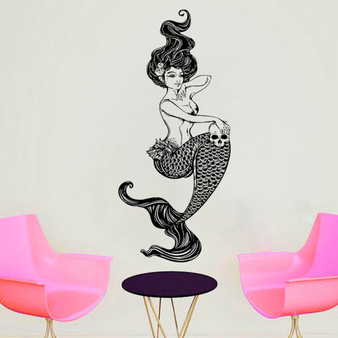 Mermaid Wall Decal Little Wall Sticker Mermaid Wall Art Bathroom Wall ...