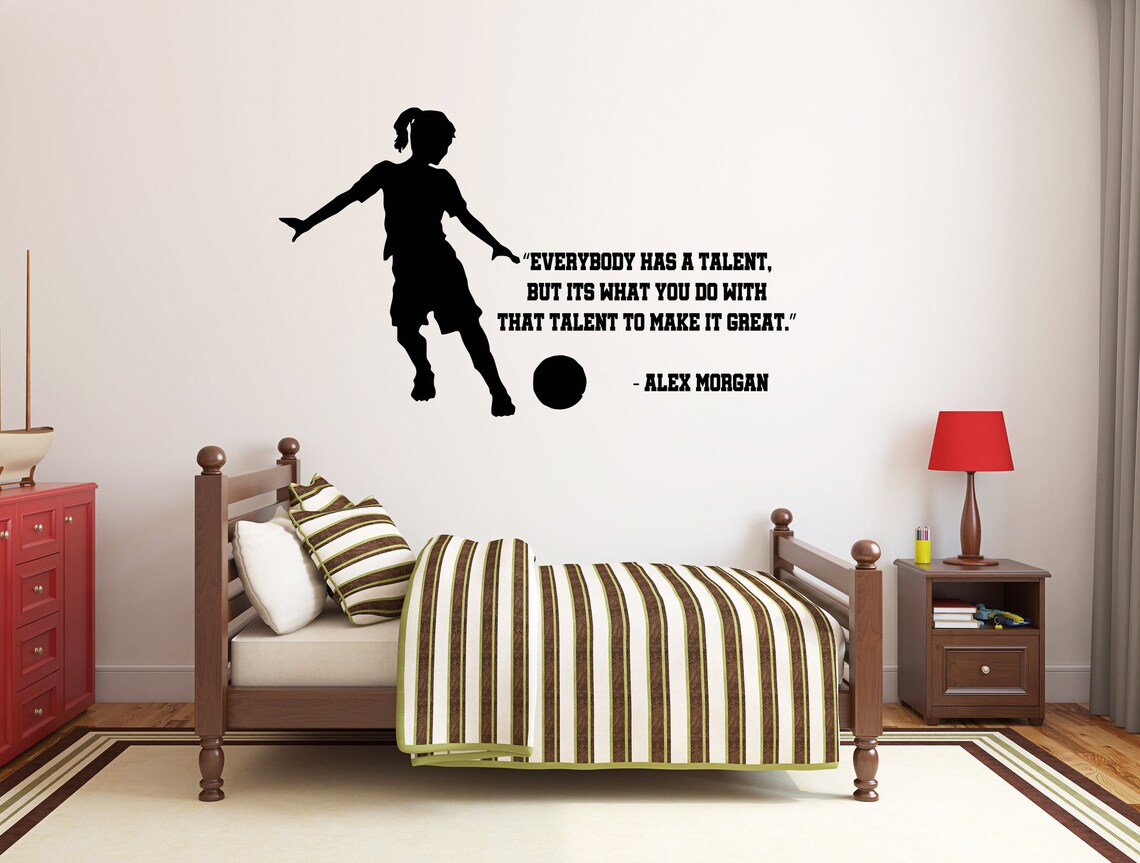 Girl Soccer Wall Decal Soccer Player Wall Sticker Soccer Etsy