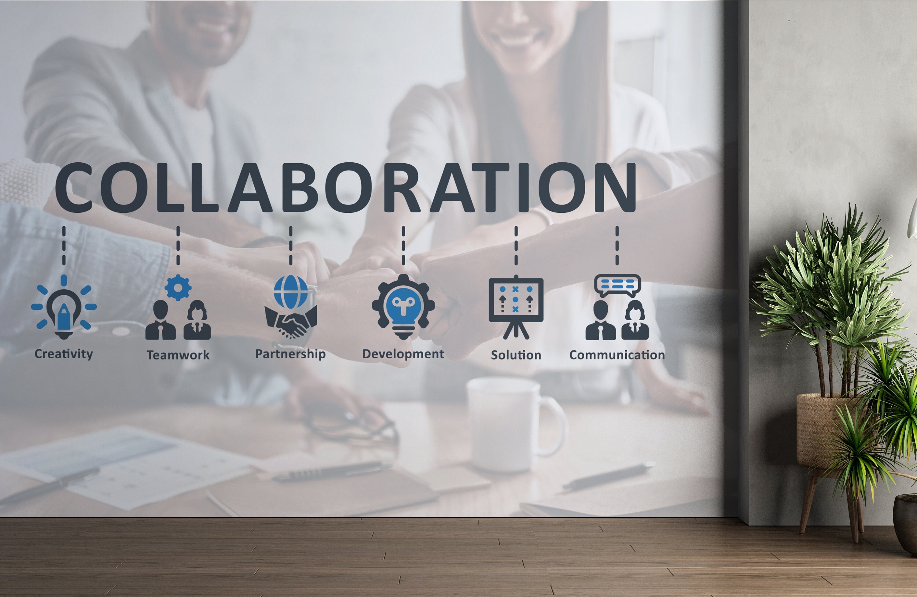 Collaboration Office Values Wallpaper | Core Teamwork Peel & Stick Wall ...