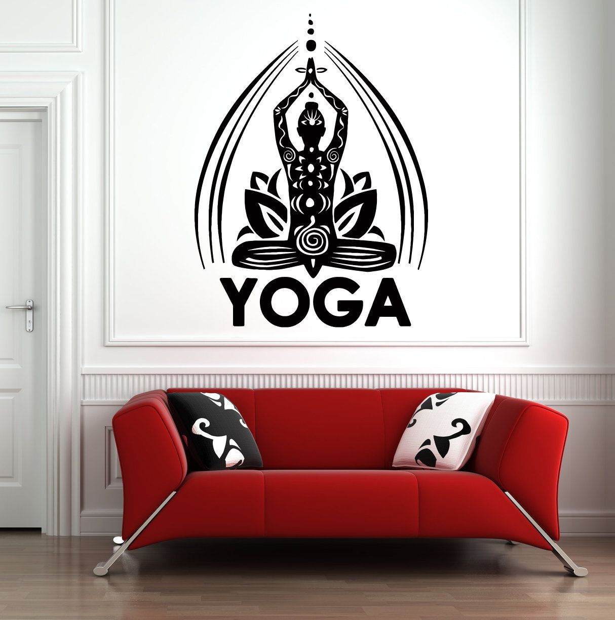 Vinyl Wall Decal Yoga Room Circle Zen Tree Lotus Pose Stickers Mural 1 thumbnail image