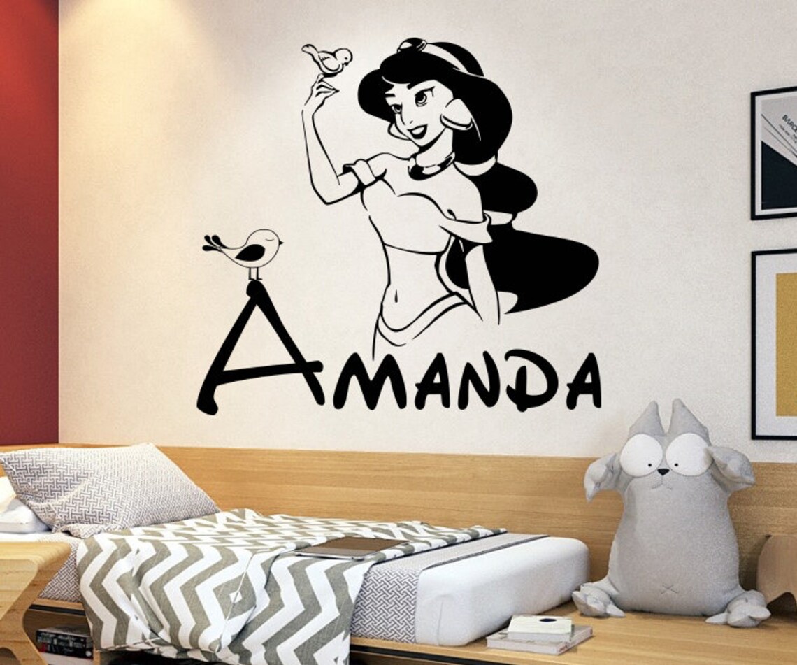 Personalized Name Princess Jasmine Wall Decal Aladdin Wall Etsy