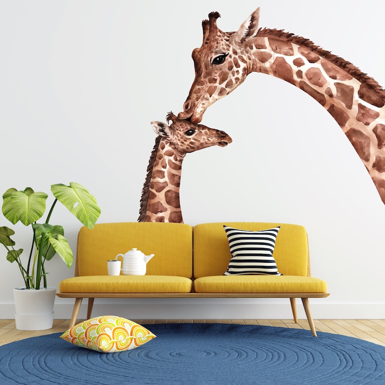 Baby Giraffe Wall Decal for Safari Nursery Giraffe Wall Etsy
