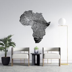 Africa Map Fingerprint Wall Decal Africa Continent Wall Sticker Africa Wall Art AF18
