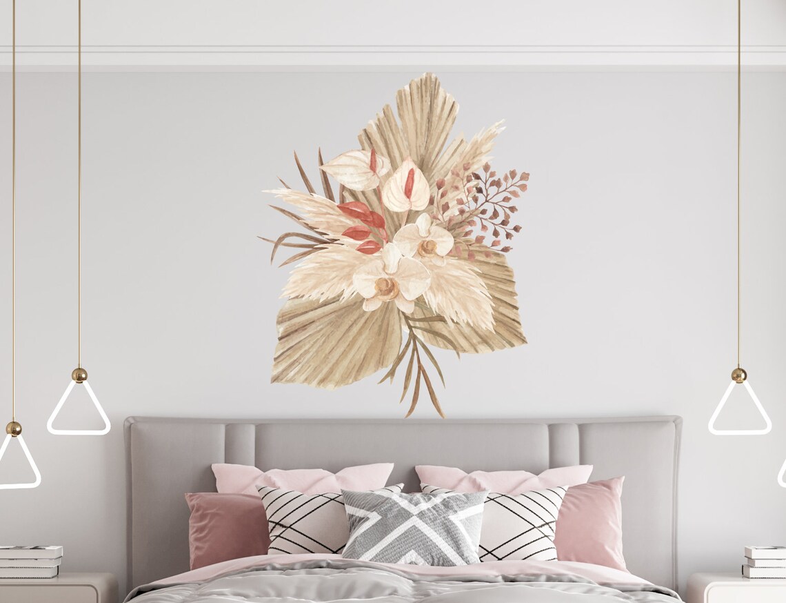 Bohemian Flowers Wall Decal Floral Wall Decor For Nursery Room Etsy