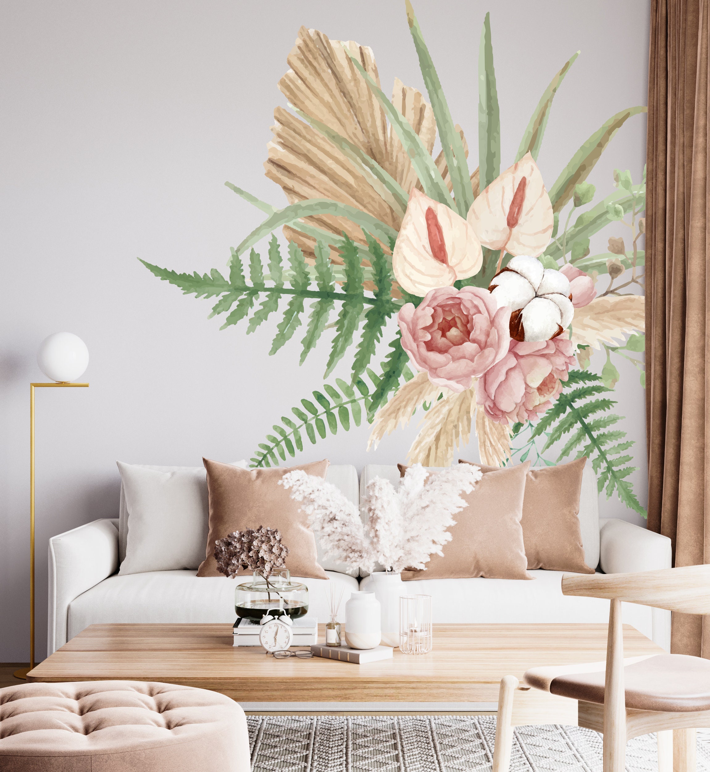 Bohemian Flowers Wall Decal Floral Wall Decor For Nursery Room Etsy