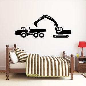 Construction Crane Wall Decal | Heavy Construction Wall Sticker | Crane Wall Decor | Decals for Boys HL28
