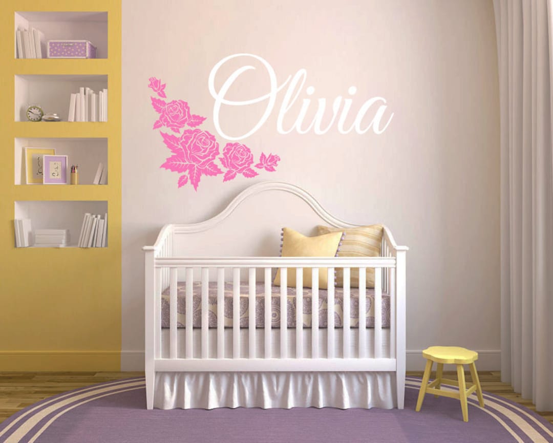 Personalized Name Wall Decal: Flowers Nursery Decor Cn27 - Etsy