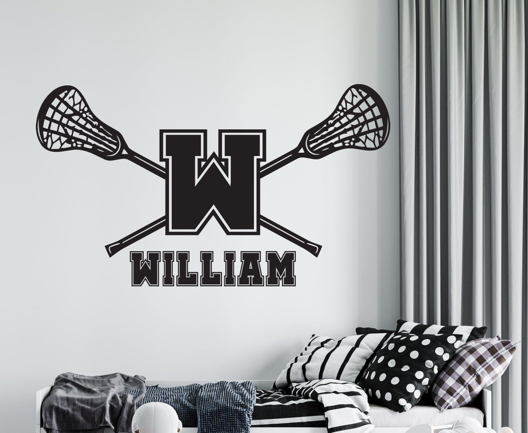 Lacrosse Wall Decal Lacrosse Wall Decor Custom Name Etsy