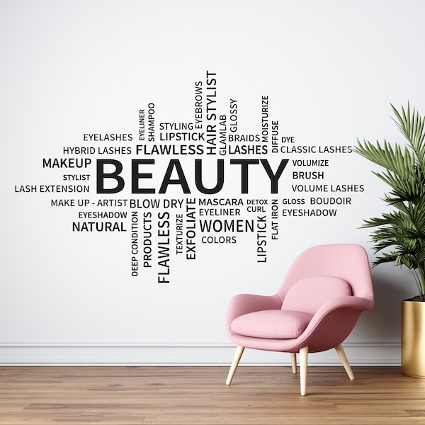 Schoonheidssalon Muur Decal Schoonheid Woorden Wimper Wall Decor Spa Salon Muur Sticker CUS199