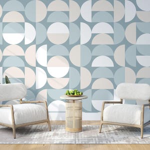Geometric Abstract Wallpaper  Blue Colors Peel n Stick Mural Self Adhesive Removable Modern Wall Mural PW726