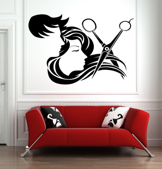 Hair Salon Wall Window Decal Sticker Hair Stylist Hair Tools Etsy