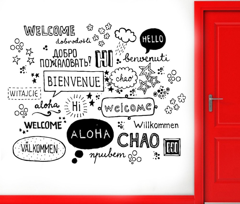 letters language Wall decor,Wall Decal,Window Sticker,Vinyl sticker Handmade t917 Hi Text phrases,sentences words
