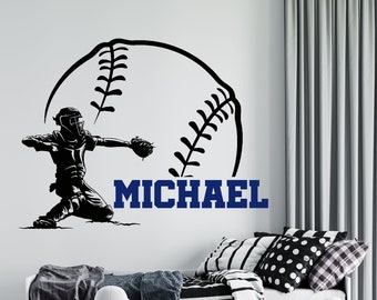 Personalized Name Baseball Wall Decal | Softball Wall Sticker | Sports Quote Wall Decal BB4