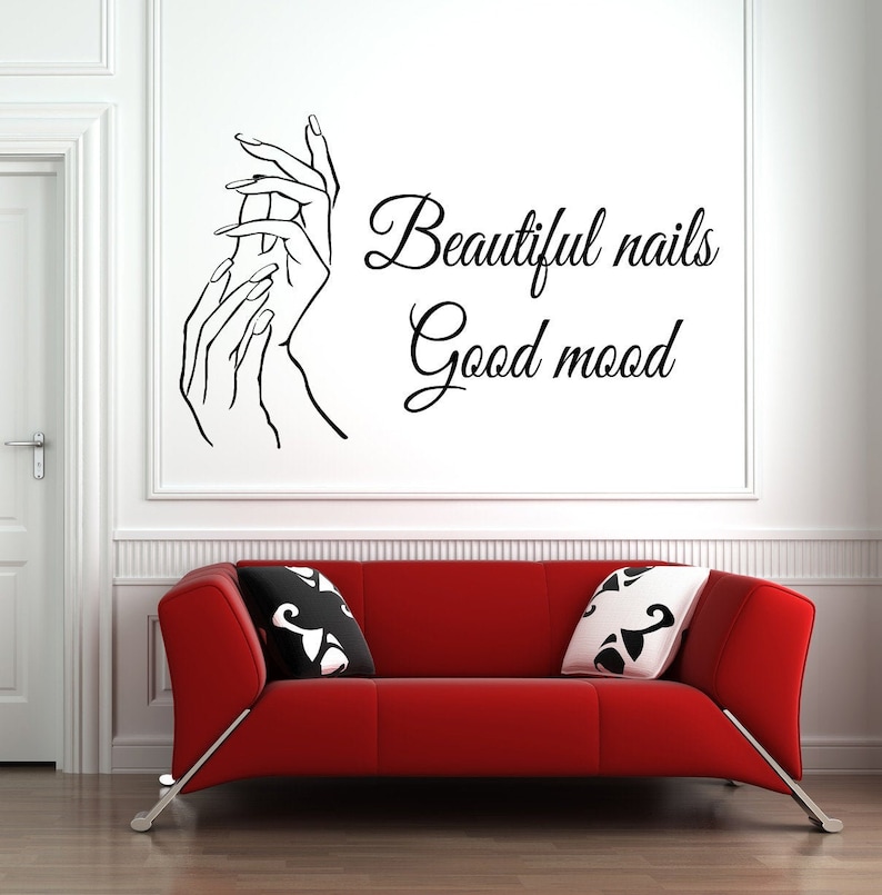 Creative Nail Salon Sign Decals Window Sticker Nails Art Studio Bar Wall Decor D
