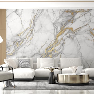 Gray Marble Pattern Wallpaper Marble Texture Peel and Stick Natural Stone Grey Wallpaper Marble Style Wallpaper Wall Art Home PW646