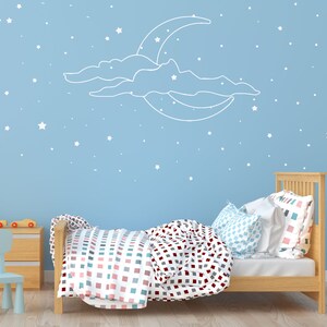 Moon and Stars Wall Decal Constellation Wall Sticker Sky Wall Art C23