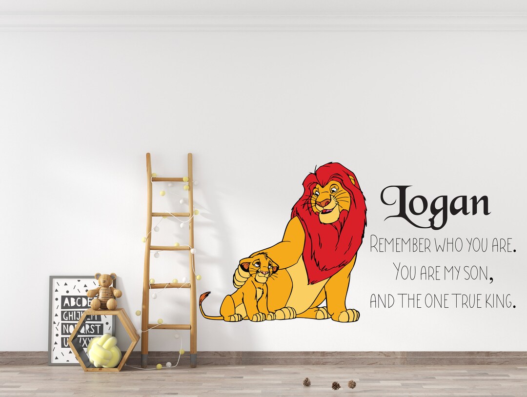 The Lion King Wall Decal Custom Name Cartoon Wall Sticker Simba Lion Nursery Wall Decor CUS140