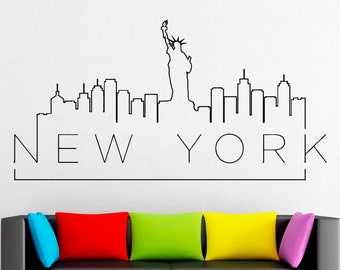 New York City Skyline Wall Decal: Skyscraper Vinyl Sticker z110