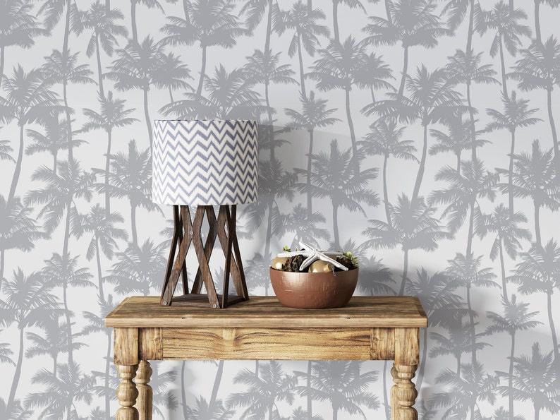 Palm Tree Peel and Stick Wallpaper Gray Self Adhesive - Etsy