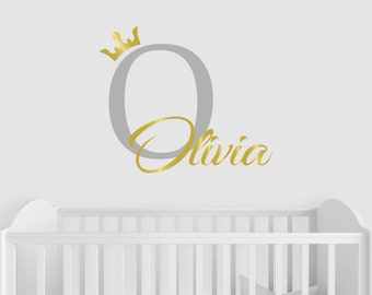 Princess Crown Custom Name Wall Decal - Girls Room Decor CR19