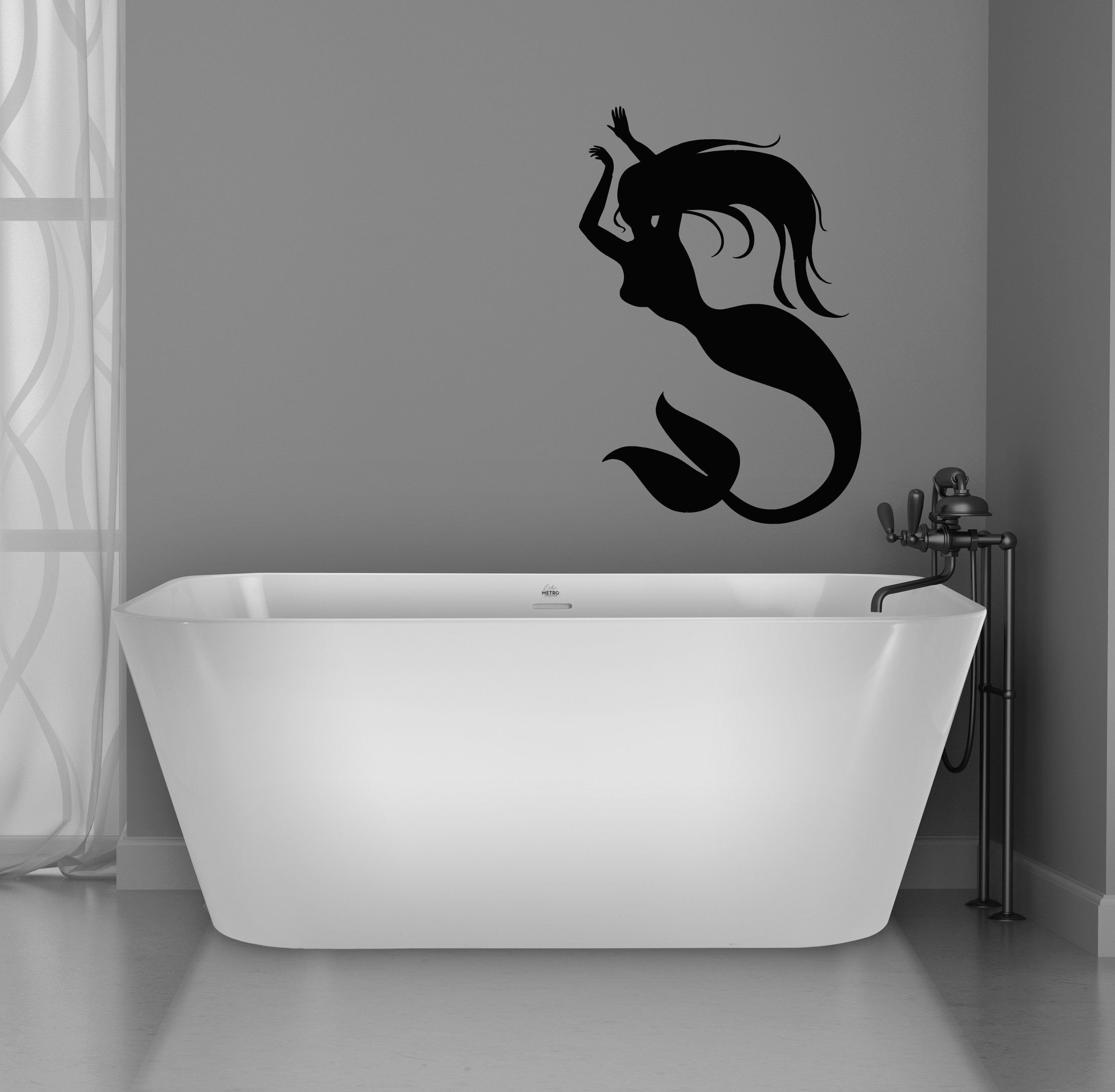 Mermaid Wall Decal: Removable Vinyl Sticker, Bathroom Decor J023 - Etsy