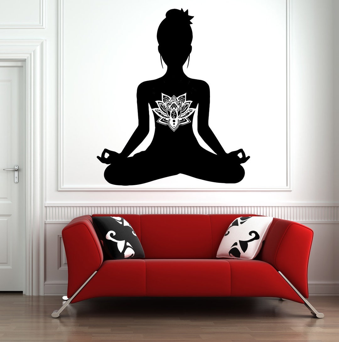 Yoga Wall Decal | Yoga Pose Wall Decal | Lotus Mandala Wall Decor ...