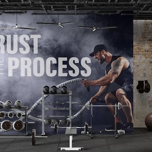 Workout Peel and Stick Wallpaper for Gym Self Adhesive Removable Fabric Crossfit Mural Wallpaper PW166