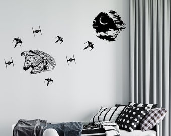 Star Wars Wandtattoo | Star Wars Wandaufkleber | Death Star Wandtattoo | Jedi Meister Wandtattoo | Personalisiertes Wandtattoo | sw8