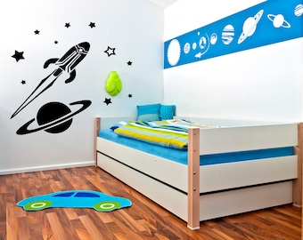 Wall Vinyl Decal Romantic Bedroom Stars Moon Cool Kids Decor Mural Art ...