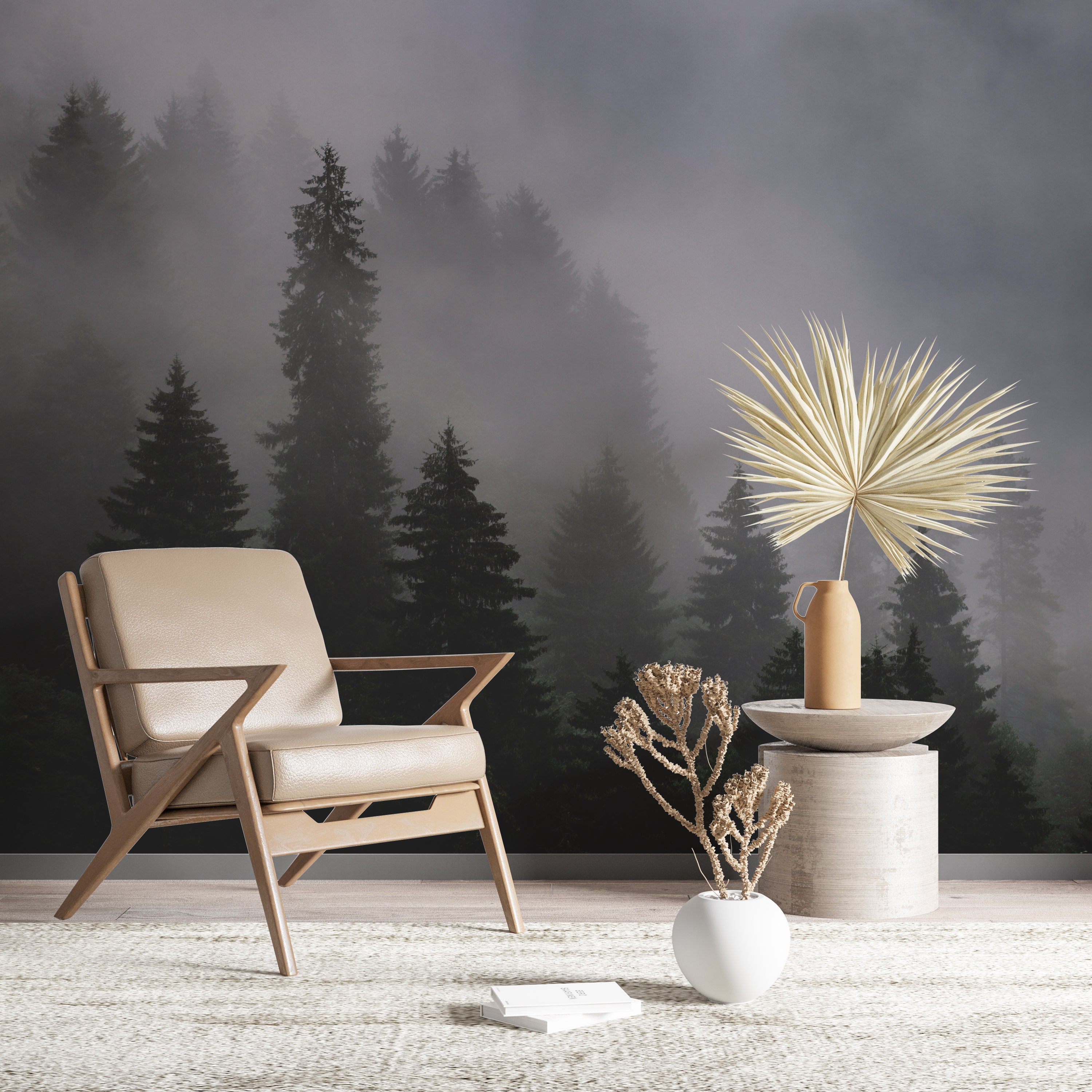 Foggy Forest Peel and Stick Wallpaper Nature Wall Mural Self | Etsy