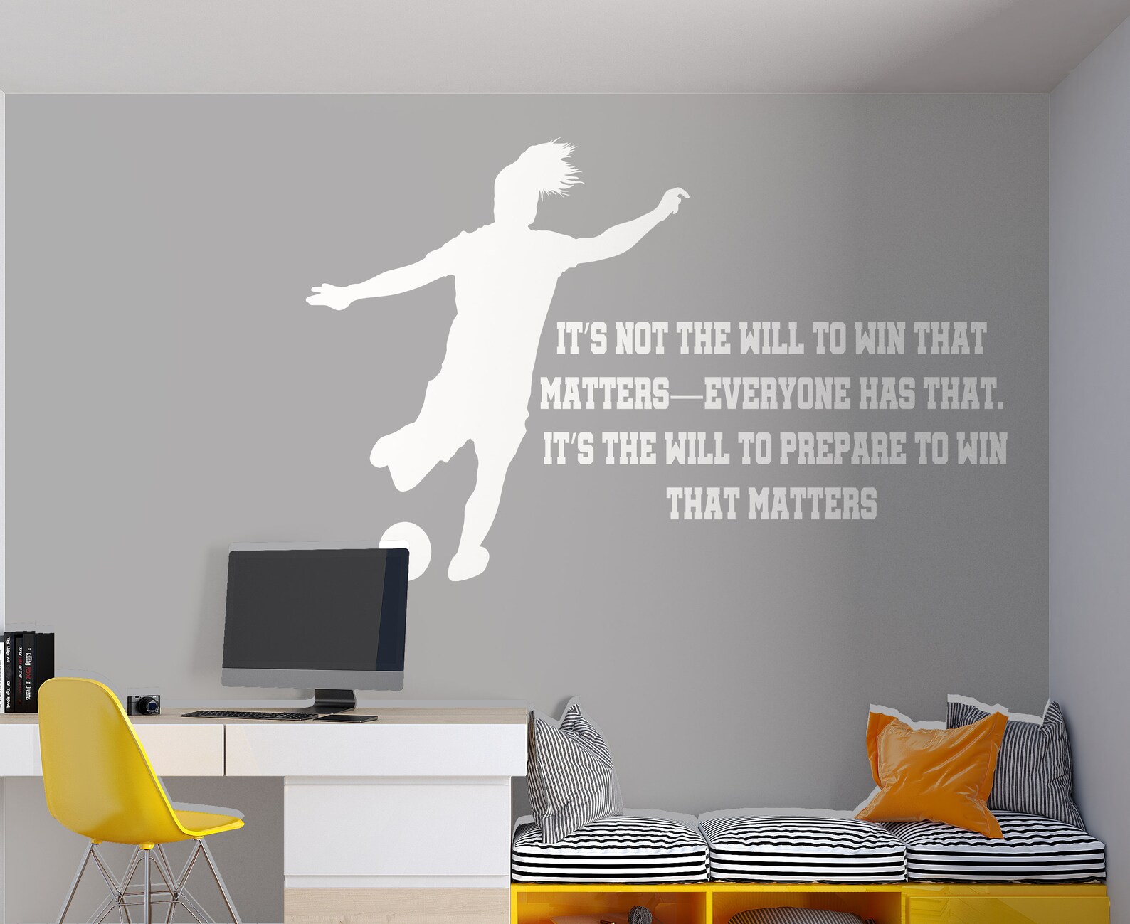 Girl Soccer Wall Decal Soccer Player Wall Sticker Soccer Etsy