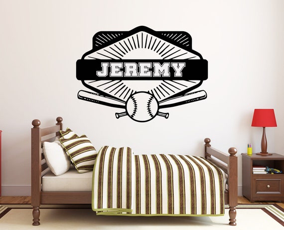Personalized Name Baseball Wall Decal - Custom Gym Fitness Motivational Quote Sticker